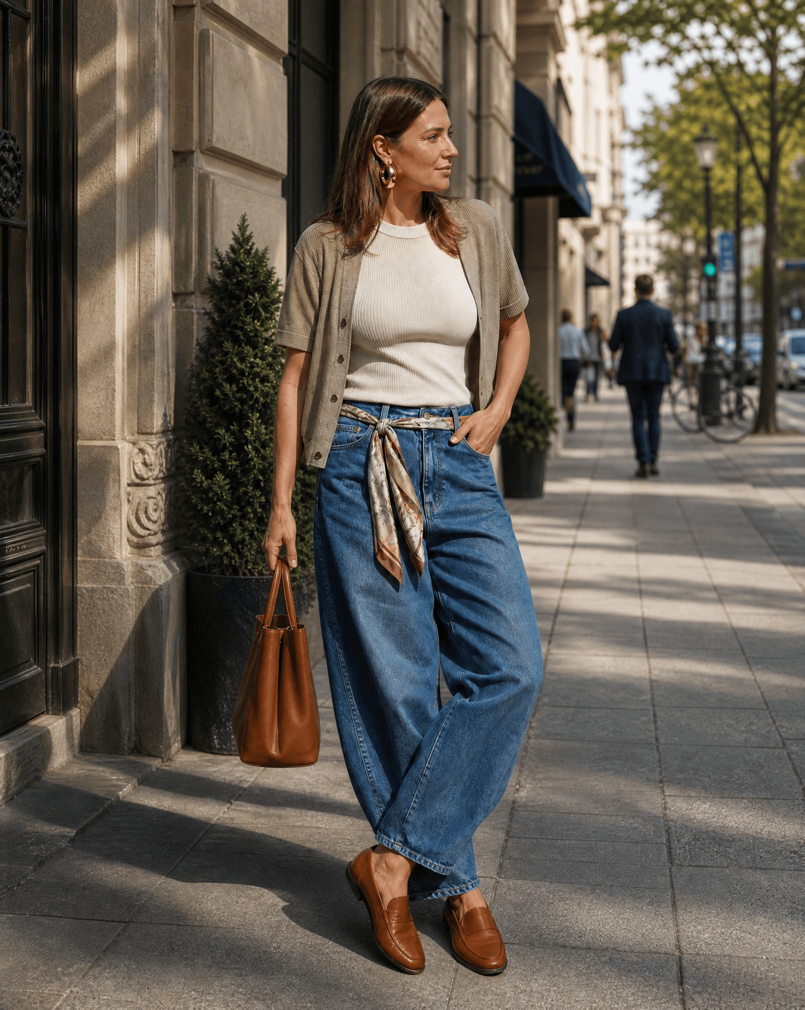 Barrel-Jeans & Scarf-Belt